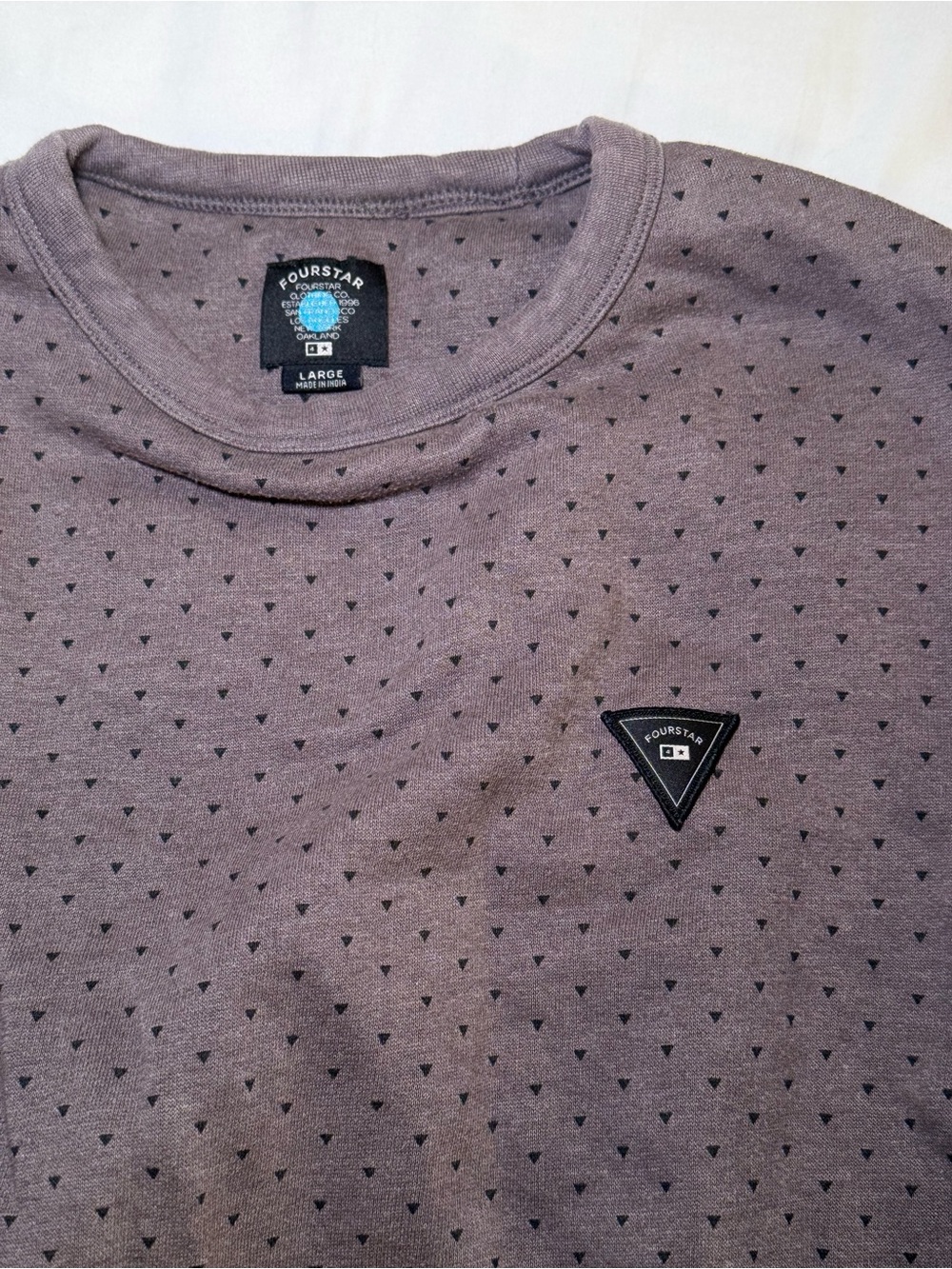 Fourstar Purple Crewneck Sweater with Micro Triangle Print
